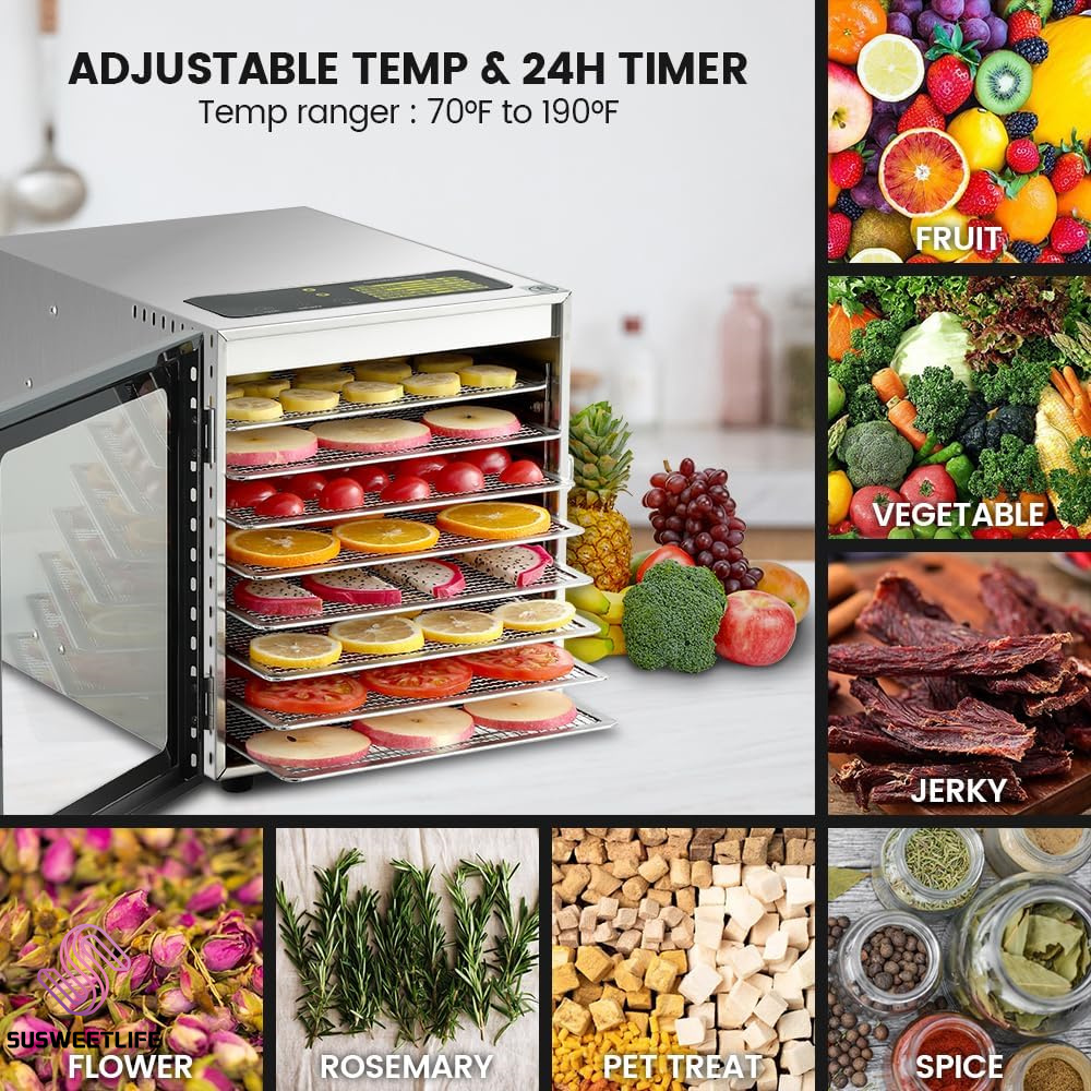 대용량 8 트레이 식품 탈수기 500W DIY 애완 동 - Food Snacks Healthy 리뷰 및 가격