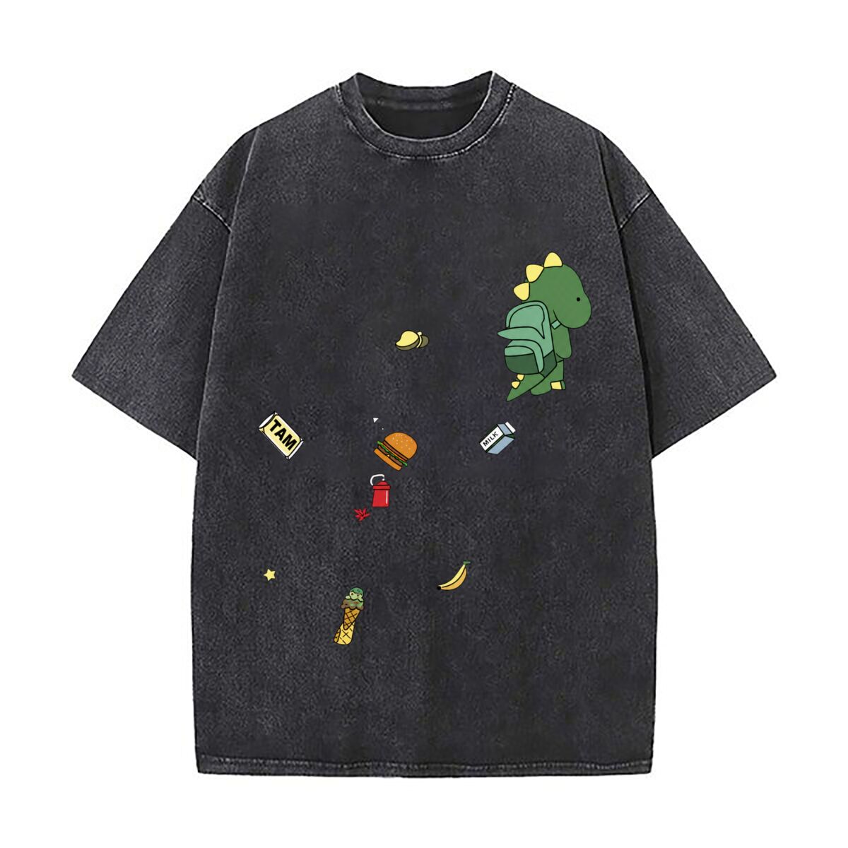 귀여운 공룡 배낭 간식 음식 낙서 일러스트레이션 워싱  - Food City Snacks 리뷰 및 가격