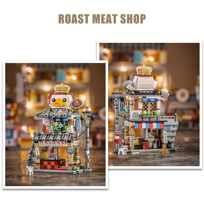 도시 홍콩 복고풍 푸드코트 거리 풍경 빌딩 블록 크리에 - Food City Snacks 리뷰 및 가격