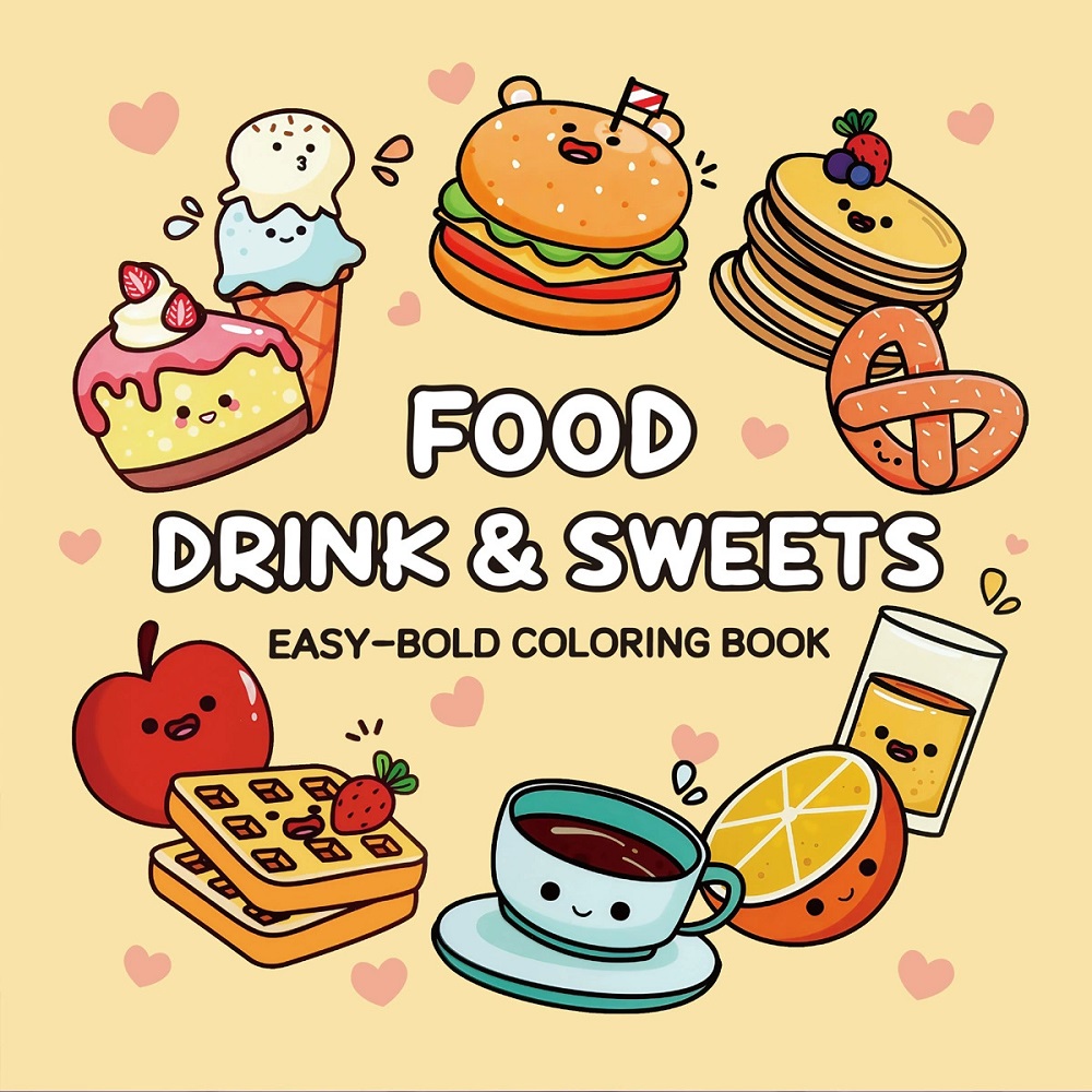 음식, 음료 및 과자 성인을 위한 이지볼드 색칠책 귀여 - Food Snacks Coloring Book 리뷰 및 가격