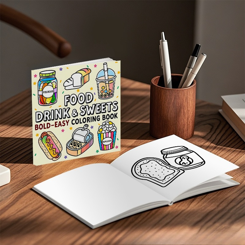 음식, 음료 및 과자 대담하고 쉬운 색칠 공부 책 귀여 - Food Snacks Coloring Book 리뷰 및 가격