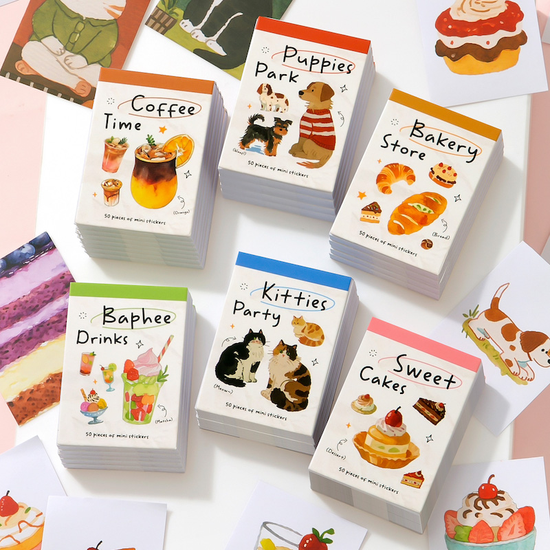 포켓 사이즈 스티커북 커피 케이크 간식 테마 스크랩북킹 - Junk Food Snacks 리뷰 및 가격