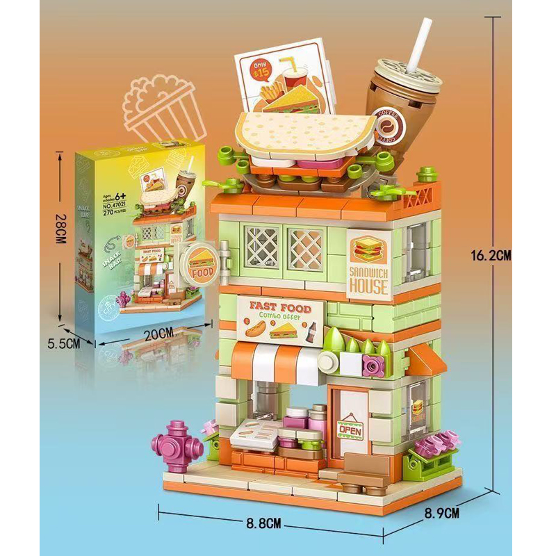크리 에이 티브 스낵 바 벽돌 모델 패스트 푸드 스토어 - Food City Snacks 리뷰 및 가격